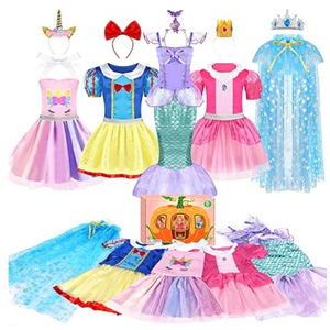 EULRGAUS Princess Dress Up, Dress Up Clothes for Girls 3-6, Cosplay Princess Costume Gift Set with Princess Dresses and Princess Toys, Pretend Play Toddler Girl Toys, Halloween Christmas Birthday Gift