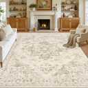 8x10 Area Rugs for Living Room: Vintage Boho Neutral Washable Rug Indoor Soft Large Area Rug Carpet for Bedroom Nursery Farmhouse Dining Room Office Floor Non-Slip Low Pile Under Table Rug Beige/Ivory