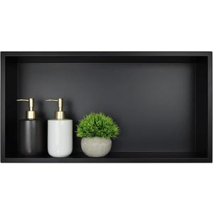 Stainless Steel Shower Niche 24" X 12" Matte Black No Tile Needed Niche Shower for Bathroom Storage Recessed Wall Niches Bathroom Shelf Over Mount Installation