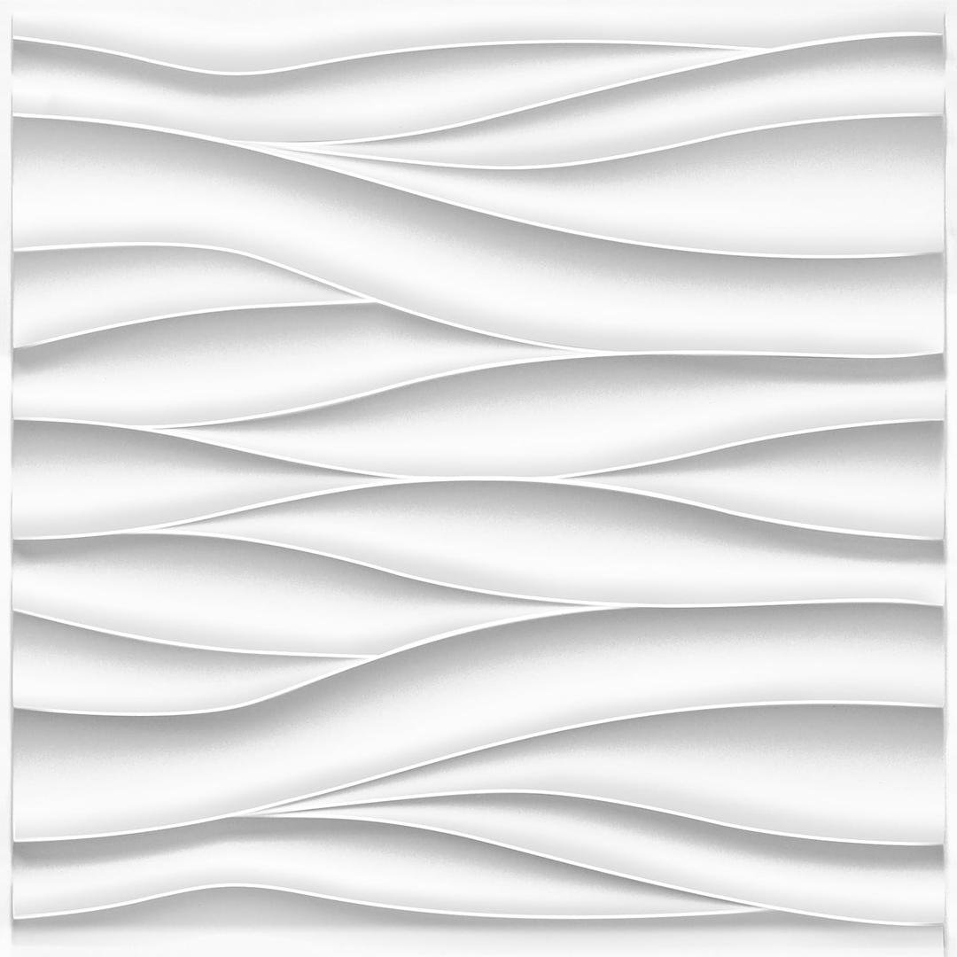 STICKGOO Wave Wall Panels for Interior Wall Decor, White 3D Wall Panels Accent Wall, Paintable 3D Wall Decor Covering Panels for Living Room Bedroom, Pack of 12 Tiles