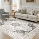 8x10 Area Rugs Large Washable Rugs for Living Room Soft Non-Slip Backing Stain Resistant Carpet for Bedroom Dining Room Vintage Rugs for Home Decor 8x10 Light Brown