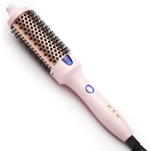 K&K 1.5 Inch Ceramic Tourmaline Ionic Curling Brush Volumizer - Hot Brush Creates Root Volume & Loose Curls, Volume Curls, Hair Styling Tool (1.5 Inch, Pink)