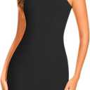fortix Women's Shapewear Slips Under Dresses Tummy Control Body Shaper Full Slip Seamless Spaghetti Cami Dress (Black) Small