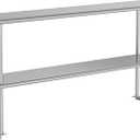 Double Overshelf 2 Tier Stainless Steel Shelf 12 x 60 Inches, Weight Capacity 400 lb for Prep & Work Table in Restaurant, Home and Kitchen