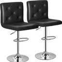 VECELO Adjustable Bar Stools with Back, Bar Height Stools for Kitchen Counter, Bar Stools Set of 2, X-Large Size, 17.3" D x 16.5" W x 45" H, Black