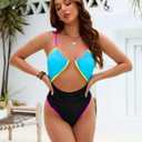 Blooming Jelly Womens One Piece Swimsuit Tummy Control Bathing Suit Sexy Slimming Flattering Cute Cheeky High Cut Swimwear XXL
