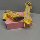 Allegra K Women's Strappy Lace Up Chunky Heeled Sandals (8.5, Yellow)