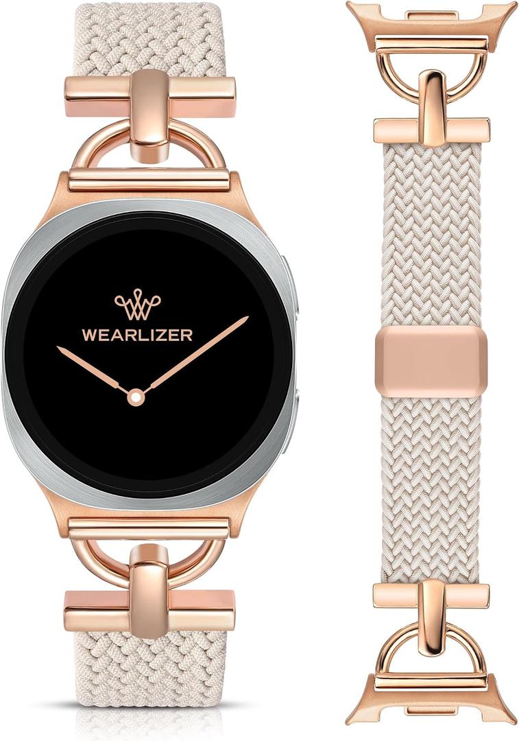 Wearlizer Braided Magnetic Band Compatible with Samsung Galaxy Watch 8 Band 40mm 44mm/Galaxy Watch 8 Classic 46mm, Designer D-Shape Stretchy Elastic Nylon Strap Wristband for Galaxy Watch 8 Women Men