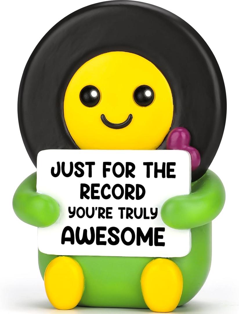 Music Lover Decorations for Him Her Son Daughter Music Lover, Funny Birthday Gifts for Adults Teens Positive Self Care Gifts for Women Men Friends, Just for the Record Home Desk Decor
