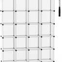 C&AHOME Cube Storage Organizer, 20-Cube Shelves Units, Closet Cabinet, DIY Plastic Modular Book Shelf, Ideal for Bedroom, Living Room, Office, 48.4" L x 12.4" W x 60.6" H Transparent White UPCS20W