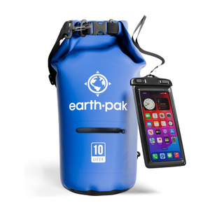 Earth Pak Waterproof Dry Bag with Zippered Pocket - Waterproof Dry Bag Backpack Keeps Gear Dry (10L, Blue)