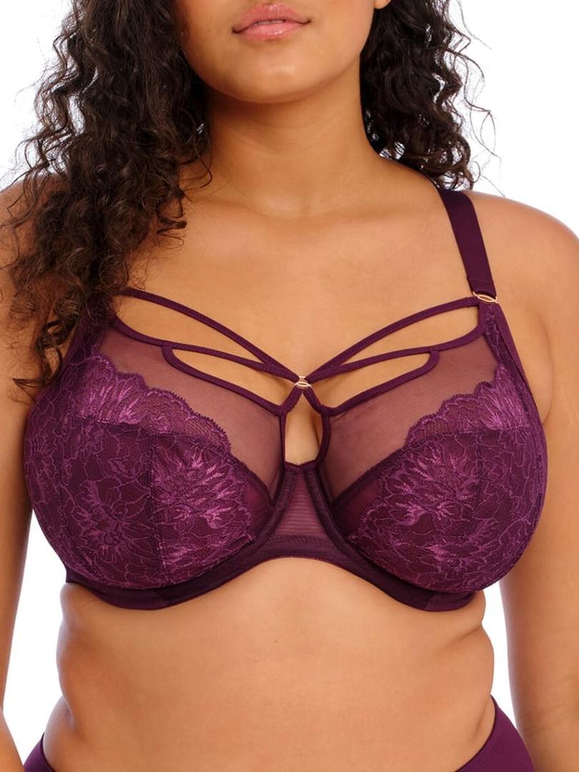 Elomi Women's Brianna Strappy Underwire Plunge Bra (38H, Blackberry)