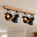 4-Light Wood Track Light with Adjustable Heads for Kitchen Track Lighting