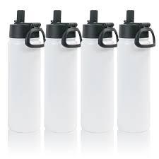 5 Pack Sublimation Blank Tumbler White Sports Water Bottles 18 OZ Wide Mouth Stainless Steel Vacuum Flask with Spout Lid for Tumbler Press Machine Sublimation Print