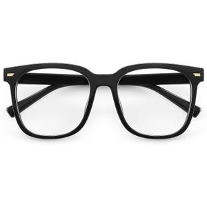 PANNER Oversized Square Blue Light Blocking Glasses for Women Men Anti Glare Reduce Eyestrain Computer Glasses (Black)