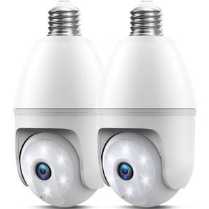 2K Light Bulb Camera, 5G/2.4G Wireless Outdoor Camera, Light Bulb Security Camera with AI Human Detection, Color Night Vision, Motion Alerts, 2-Way Audio, Works with Alexa, Easy Installation