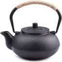 suyika Japanese Tetsubin Cast Iron Teapot Tea Kettle pot with Stainless Steel Infuser for Stovetop Safe Coated with Enameled Interior 22 oz/650 ml