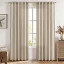 MIULEE Faux Linen Curtains 84 Inch Length 2 Panels Natural Burlywood Birch Semi Sheer Curtain with Back Tab Rod Pocket, Light Filtering Window Privacy Burlap Drapes for Living Room Bedroom 42W x 84L