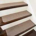 COSY HOMEER Stair Treads Non-Slip Carpet Mat 28inX9in Indoor Stair Runners for Wooden Steps, Stair Rugs for Kids and Dogs, 100% Polyester TPE Backing 10pcs,Beige,Protect Floor