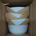 24 Piece Dinnerware Sets for 8 - Modern Style Stoneware Dinnerware Set - Microwave Safe Dinner Plates and Bowls Sets for 8, Ceramic Dish Set, Bowl and Plate Sets for 8, Beige Light Blue Set for 8