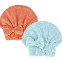 Microfiber Hair Drying Towels Head wrap with Bow-Knot Shower Cap Hair Turban hairWrap Bath Cap for Short or Curly Long & Wet Hair Gift for Women 2pack
