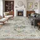 befbee Washable Rug 8x10 Area Rugs for Living Room - Stain Resistant Non-Slip Backing Rugs for Bedroom - Vintage Large Area Rug (Green, 8'x10')