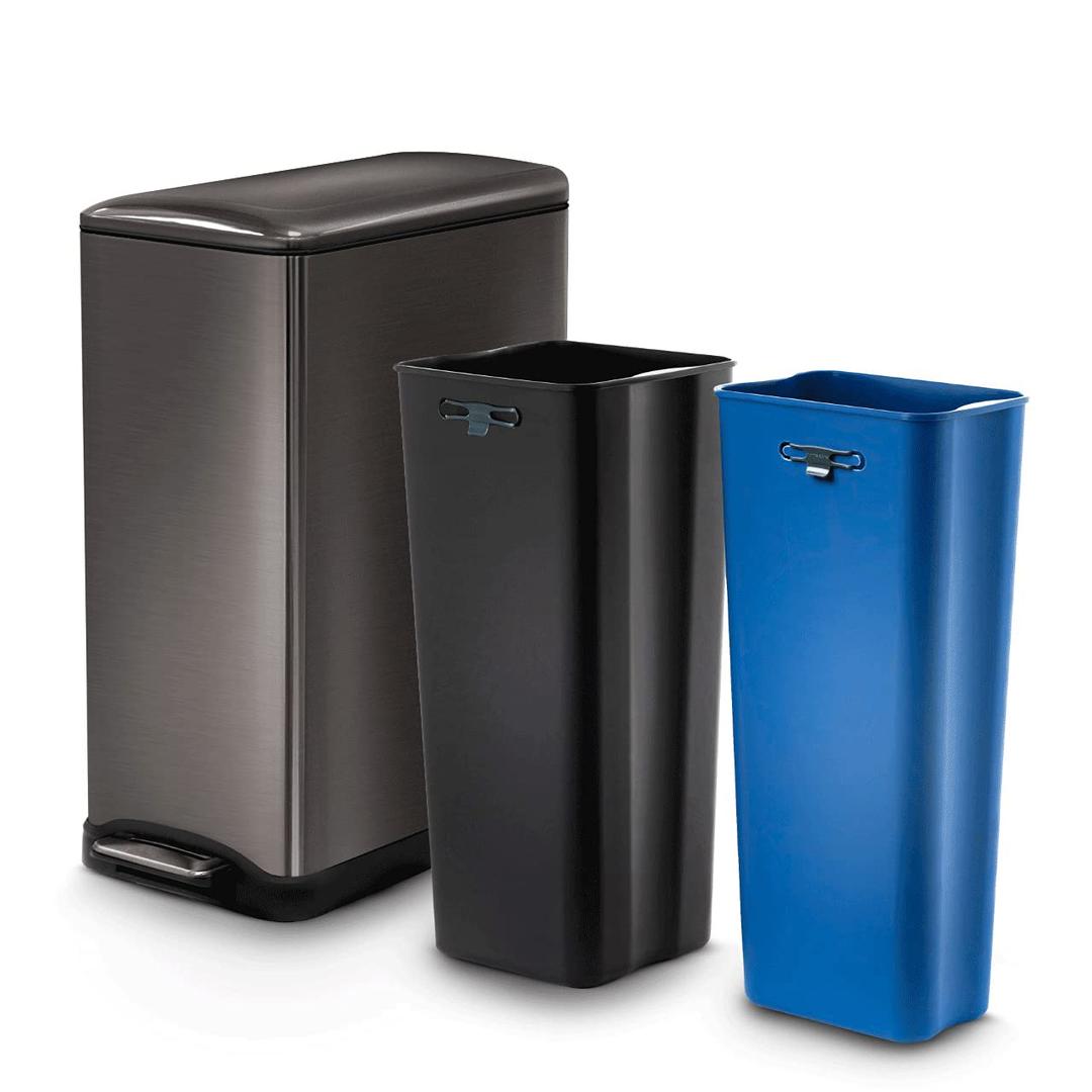Home Zone Living 13 Gallon Slim Kitchen Trash Can, Black, 50 Liters Total