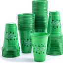 JOYIN 72 Pcs St.Patricks Day 16 oz Cups, Green Disposable Plastic Lucky Clover Cups for Saint Patrick Party Supplies Set, Irish Lucky Day Party Decoration