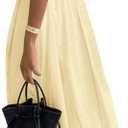 Women's Dress V Neck Backless Spaghetti Strap Maxi Dress for Women Flowy Boho Casual Sundress, XS
