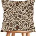 William Morris Abstract Vintage Floral Velvet Butterfly Design Throw Pillow Covers Home Decor, Retro Art Deco Pillowcase Cushion Cover for Bed Sofa Living Room, Square 18x18inch (Beige-Floral)