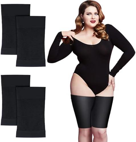 Geyoga 2 Pairs Thigh Wraps for Plus Size Women, Calf Compression Sleeve Upper Slimming Wraps for Flabby Thigh, Pack of 2