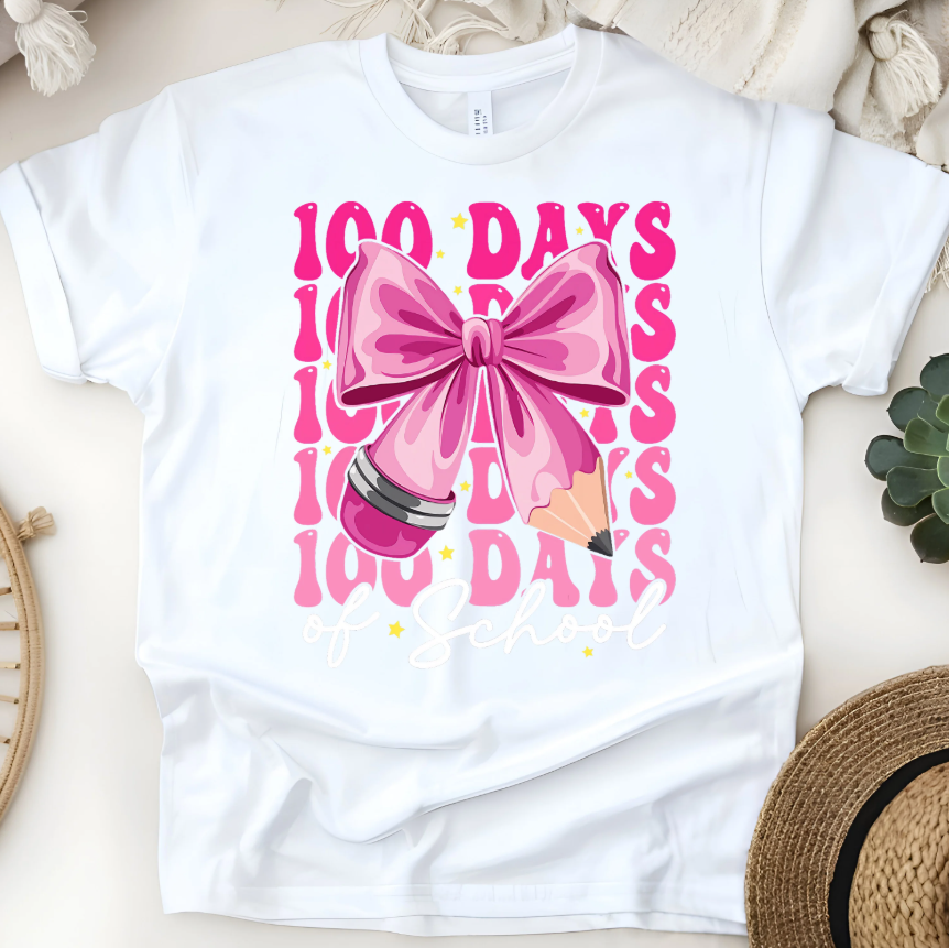 100 days pink and white shirt