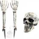 Halloween Outdoor Lighted Skeleton Skull or 2 Arms Stakes, Halloween Decorations Battery Operated for Graveyard Decor Garden (Purple Eye Hyoka)