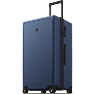 LEVEL8 Trunk Luggages, 28 Inch Luggage with Spinner Wheels, Luminous Textured Checked Large Hard Shell Lightweight with Tsa Lock, Navy