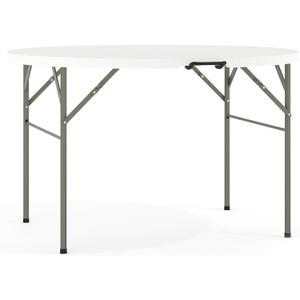 Flash Furniture 4-Foot Round Bi-Fold Granite White Plastic Folding Table, 48" Round