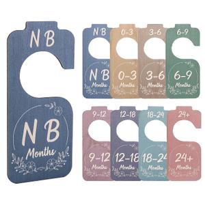 5 x 8pcs Wooden Baby Wardrobe Dividers - Double-Sided Multi-Color Infant Clothes Organizer from Newborn to Toddler