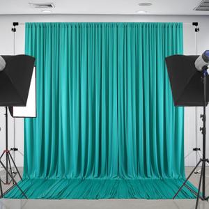 10 ft x 10 ft Wrinkle Free Turquoise Backdrop Curtain for Parties, Thick Polyester Teal Photo Backdrop Drapes,2 Panels 5ft x 10ft for Baby Shower Wedding Engagement Birthday Mermaid Party