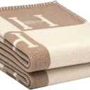 h Blanket Soft Throw Blanket Faux Fleece Cashmere Plaid Warm Shawl Thick Knitted Plush Cozy Comfy for Women Throw Blanket for Sofa Couch Bed Queen King Size 55x66 in (Khaki)