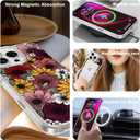 Magnetic for iPhone 16 Pro Max Case [Compatible with MagSafe][with Screen + Camera Protector] Floral Flower Sunflower Pattern Design, Slim Shockproof Phone Cover for Women Girls