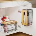 2 Pack Grocery Bag Holder, Wall Mount Bag Holder for Plastic Bags for Grocery Shopping Garbage Trash Bag Organizer with Bamboo Top for Kitchen, Pantry, Under Sink and Garage, Black