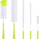 Bottle Cleaning Brush Set - Long Handle Bottle Cleaner for Washing Narrow Neck Beer Bottles, Sports Water Bottles with Straw Brush, Kettle Spout/Lid Cleaner Brushes (Green)