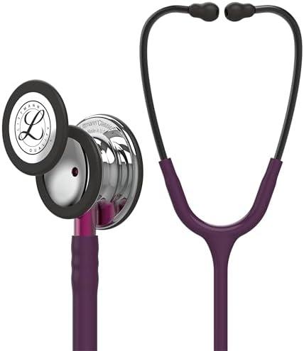 3M Littmann Classic III Monitoring Stethoscope, 5960, More Than 2X as Loud*, Weighs Less**, Stainless Steel Mirror-Finish Chestpiece, 27" Plum Tube, Pink Stem, and Smoke Headset