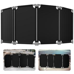 4 Panels Safety Barricade,7.8FT Removable Foldable Security Gates Barrier with Heavy Duty PVC Frame, Black Color Easier to Identify, Crowd Control Restricted Area Pedestrian Barricade Traffic Fence