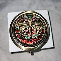Vintage Mirror Compact Travel Makeup Mirror Cosmetic Pocket Mirror Mini Round Double-sided Folding Cosmetic Makeup Purse Mirror for Travel Mini Round Double-Sided Folding Compact Mirror