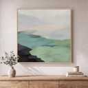 Large Framed Modern Neutral Green Abstract Landscape Wall Art, 30x30 In