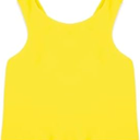 Yellow Sleeveless Cotton Lycra Square Neck Crop Top for Women (Yellow, XL)