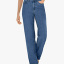 Woman Perfect Relaxed All-Cotton Denim Five-Pocket Jeans Size 12