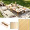 60" x 30" Low Picnic Table with 8 Wooden Legs Boho Table Runner Folding Picnic Table Portable for Indoor Outdoor Use Ideal for Backyard Picnic Beach Weddings Garden Parties (Herringbone), 60" x 30" x 16.9"