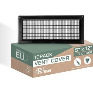 Vent Systems 3" x 10" Inch (Opening Dimensions) Black Plastic Air Vent Cover - 10 Pack - Rectangular Return Grill with Mesh Screen - HVAC Ventilation Grill for Home Improvement - Indoor, Outdoor Use