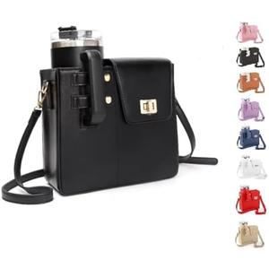Crossbody Bag Purse for Stanley Cup Bag 2025 New Outdoor Portable Water Bottle Holder with Adjustable Shoulder Strap (Black)
